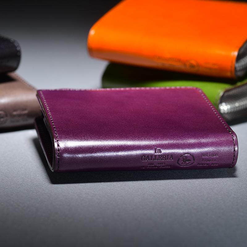 青木鞄 la GALLERIA 本革スムース キーポケット付きコンパクト二つ折り