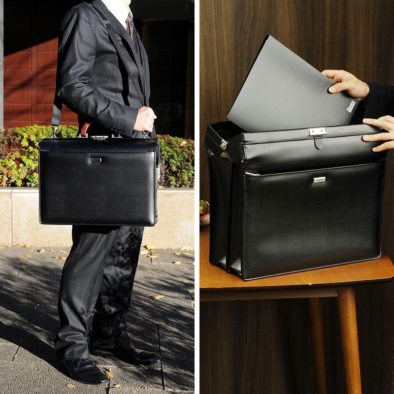J.C HAMILTON 黒 レザー ビジネスバッグ　ダレスバッグ　2way ダレスバッグ メンズ J.C HAMILTON 2層ダレス 木製ハンドル