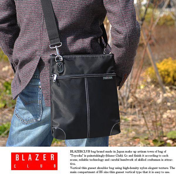 B5薄マチショルダーバッグ メンズ ナイロン 日本製 Blazerclub 専門ショップ