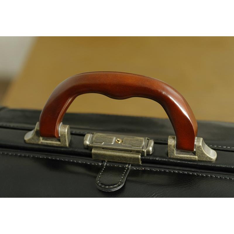 SADDLE 牛革ダレスボストンバッグ 木製ハンドル ブラック メンズ