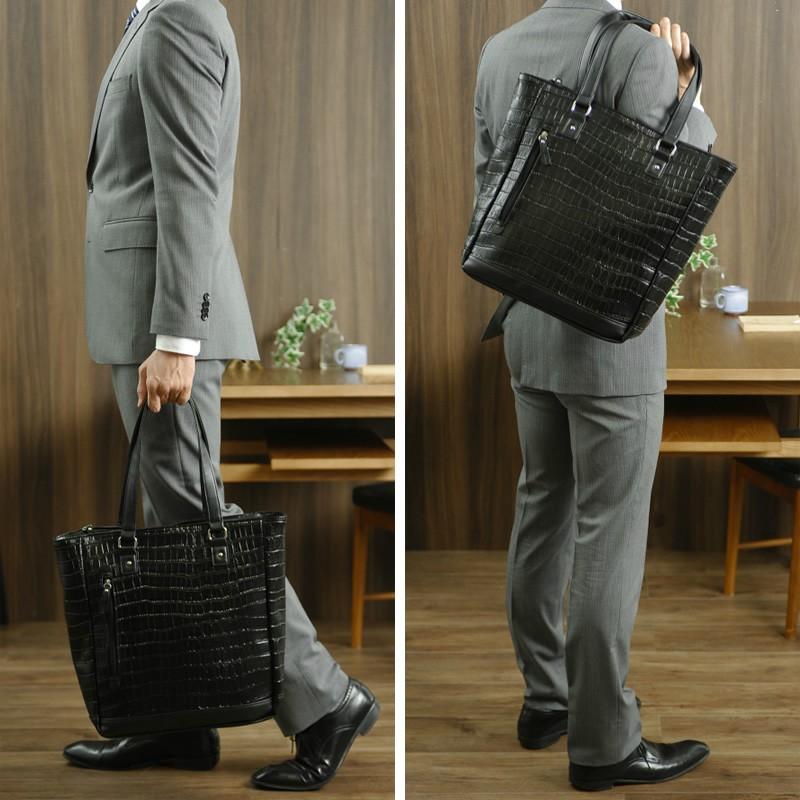 美品✨ トゥミ ジョージタウン クロコ型押し 肩掛け ビジネスバッグ ブラック 美品】ジミーチュウ トートバッグ クロコ型押し レザー 肩掛け A4