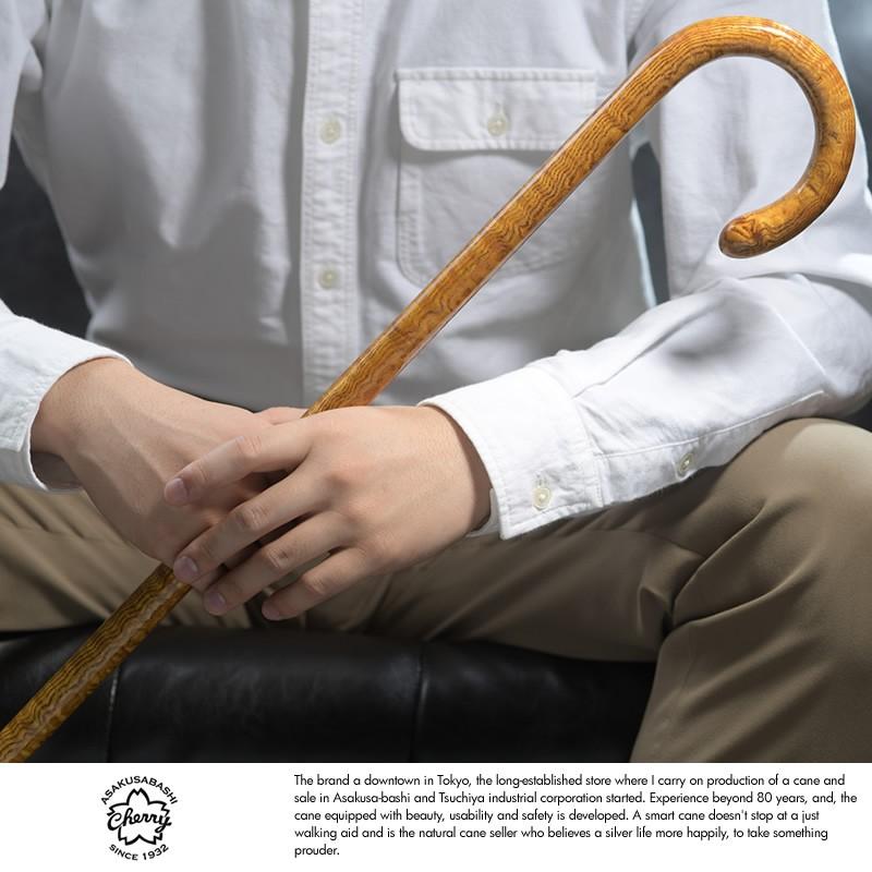Cherry Mountain 大曲ステッキ 杖 タモ メンズ : メンズ Lifestyle