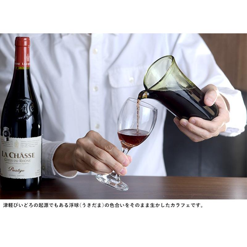 未使用　津軽びいどろ 水玉波紋 デカンタ デキャンタ 硝子 玻璃 津軽びいどろ 七里長浜 カラフェ ワイン デキャンタ ピッチャー