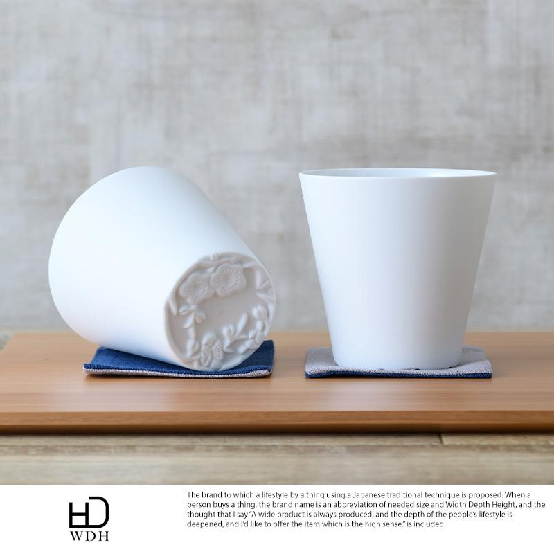 WDH 梅 桜 陶磁器 冷酒用 カップ 2個セット シンプル コップ おしゃれ ホワイト 白