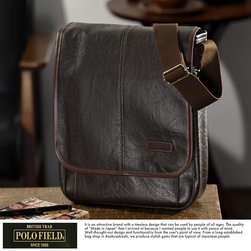 ショルダーバッグ メンズ 縦型 POLOFIELD フラップショルダーバッグ 