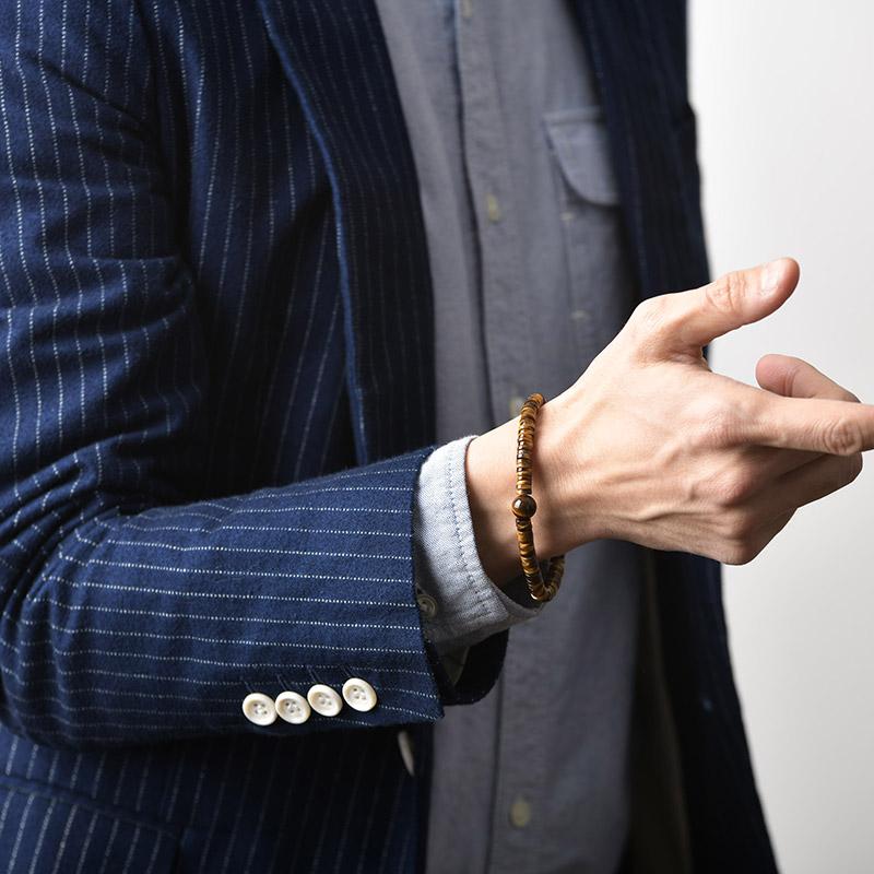 数珠 ブレスレット メンズ 中野伊助 虎目平球108 念珠 日本製 タイガー