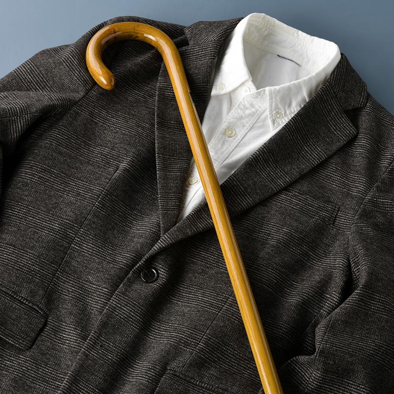 Cherry Mountain 縞オーク大曲ステッキ 一本杖 木製 高級 紳士 男性