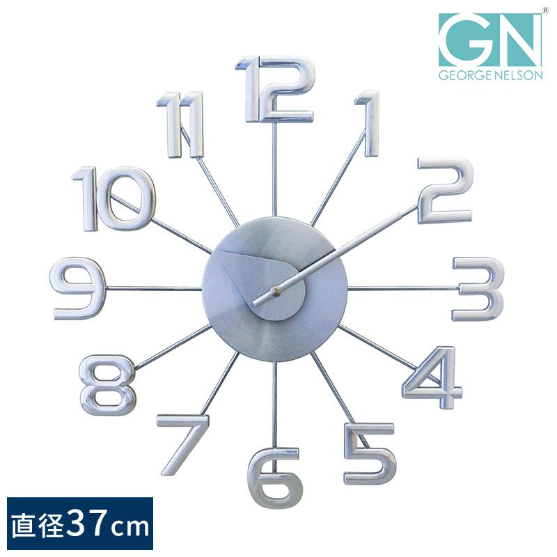 壁掛け時計 おしゃれ アナログ 北欧 George Nelson シルバーナンバー