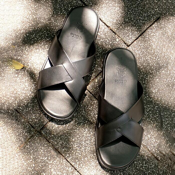 返品交換可】 コックス COX レザーサンダル 本革 メンズ 全4色