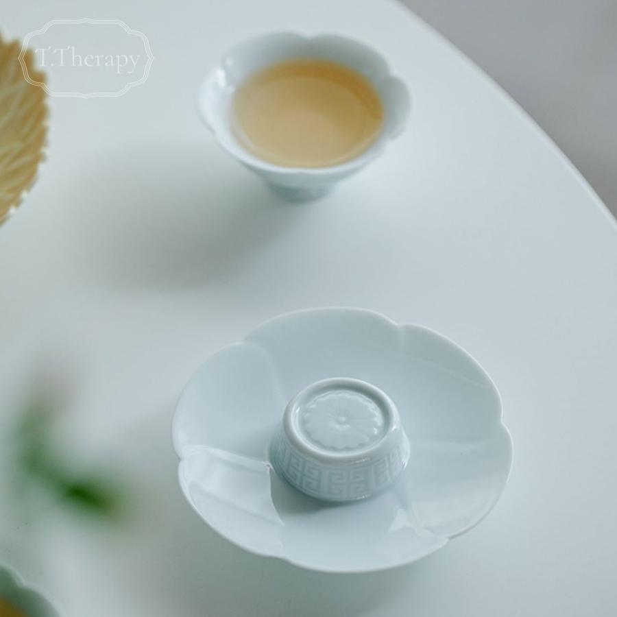 盞托付き 茶碗 中国茶器 台湾 茶道具 品名杯 茶托 ちゃわん（青白磁
