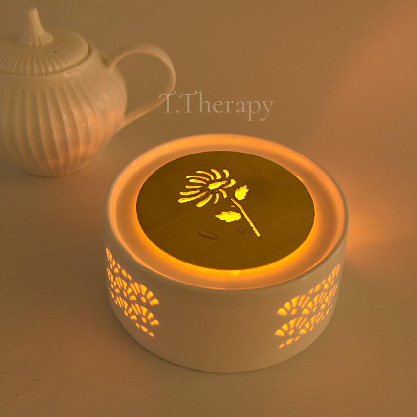 キャンドルウォーマー　ティーウォーマー　ポットウォーマー　ガラス製　菊の花型 キャンドルウォーマーティーウォーマーポットウォーマーガラス製