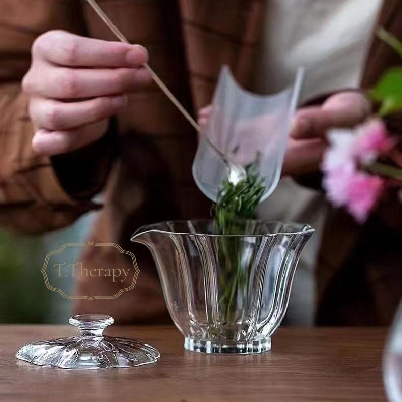 高級 手持ちティーポット 茶碗 耐熱ガラス 茶器茶壺 蓋碗 急須 煎茶