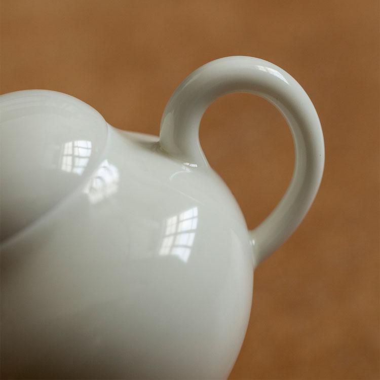 手作り 中国茶器 台湾茶器 白磁 急須 煎茶道具 梨型 茶壺（杏白釉