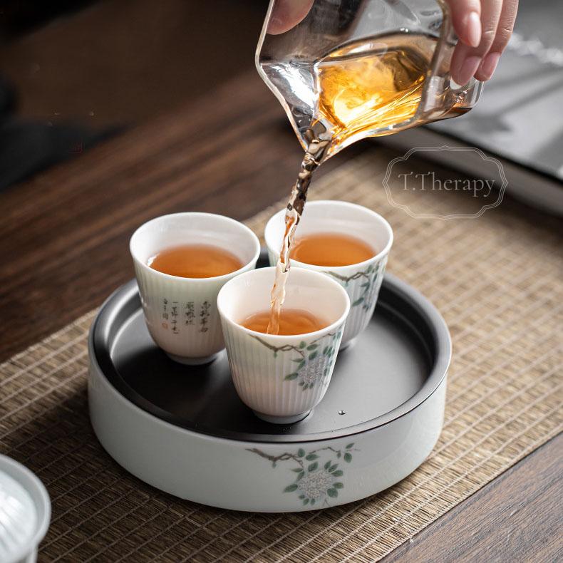 耐熱硝子 茶盤 茶こぼし ガラス 建水 けんすい 水盂 茶承（ 紫陽花