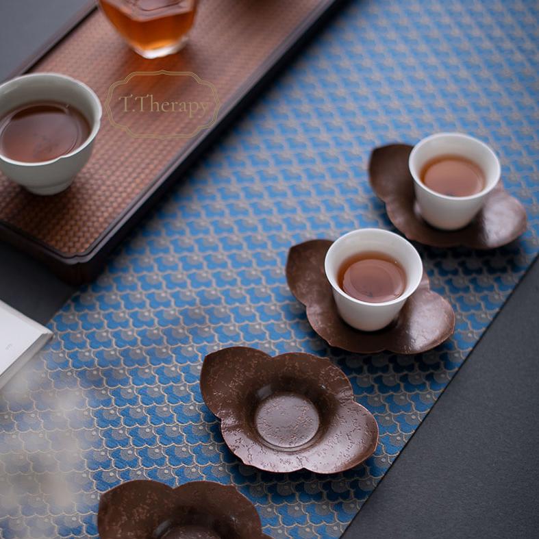 特製純銅トレー茶托セット(値下げしました。) 銅 茶托 ティートレイ（ ベゴニア ・海棠 ） : お茶と暮しのティー