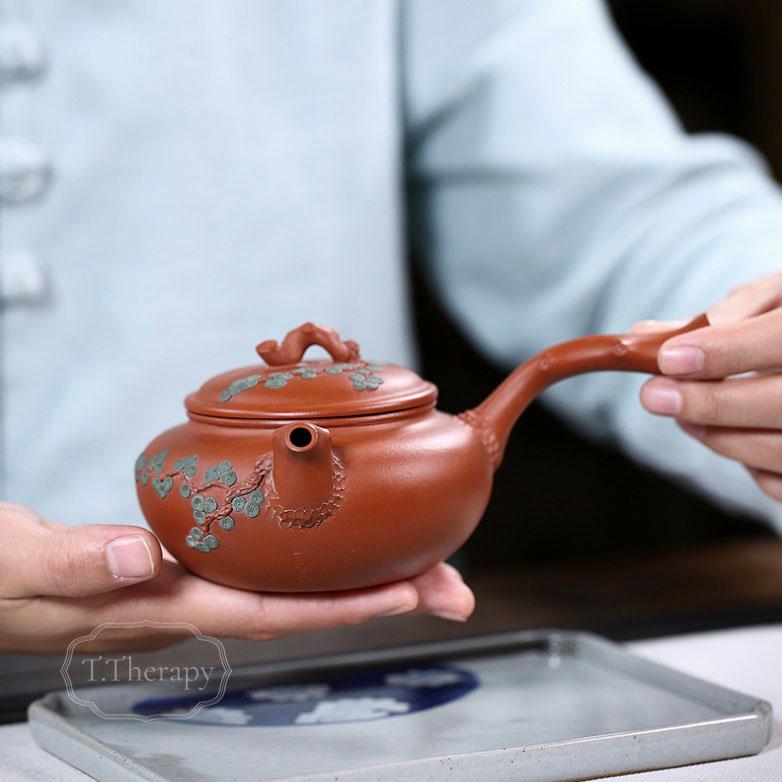 宜興 紫砂壷 朱泥 茶壺 急須 煎茶道具 箱付（松葉唐羽壺） : お茶と