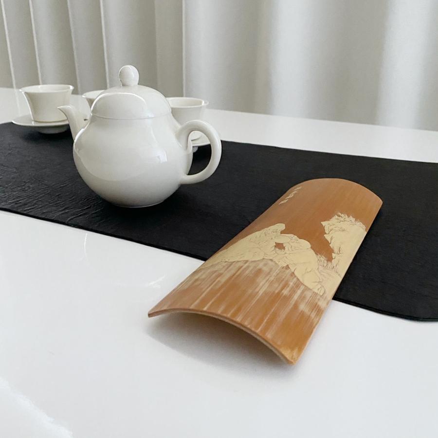 ハンドメイド 彫刻 カービング中国茶 台湾茶 道具 煎茶道 竹 ちゃそく