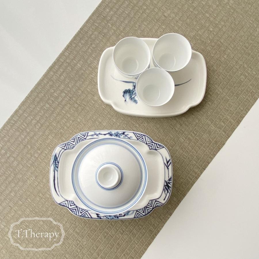 陶器 中国茶 台湾茶 泡茶 茶承 潮州工夫 茶船 壺承＋茶盤セット（蘭