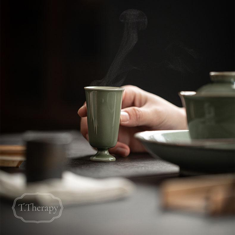 中国茶器 台湾茶 品茗杯 ちゃわん 豆茶わん 酒器 香りを嗅ぐ茶杯 （青