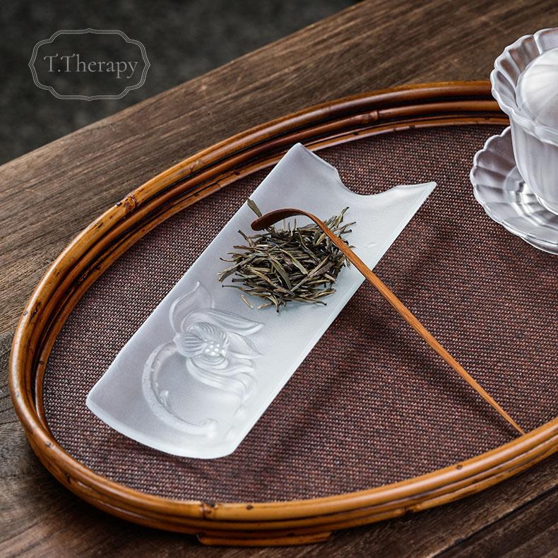 硝子 中国茶 台湾茶 道具 煎茶道 ガラス 茶則 箱付き（フロストガラス