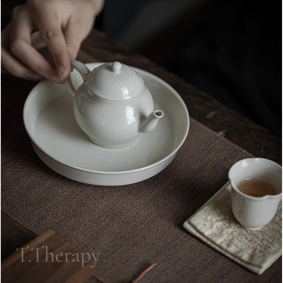 手作り 中国茶器 台湾茶器 白磁 急須 煎茶道具 梨型 茶壺（福禄 土灰釉