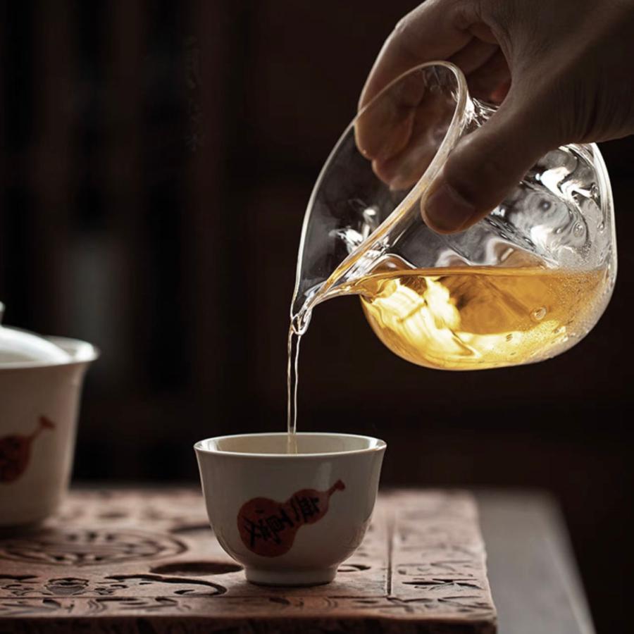 手作り 耐熱ガラス 公道杯 茶海 湯冷まし 片口酒器 均杯（手吹 透明