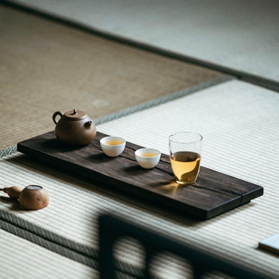 黒檀 茶盤 (横 55cm) 天然木 撥水加工ちゃばん 壺承 茶承 茶船 : お茶