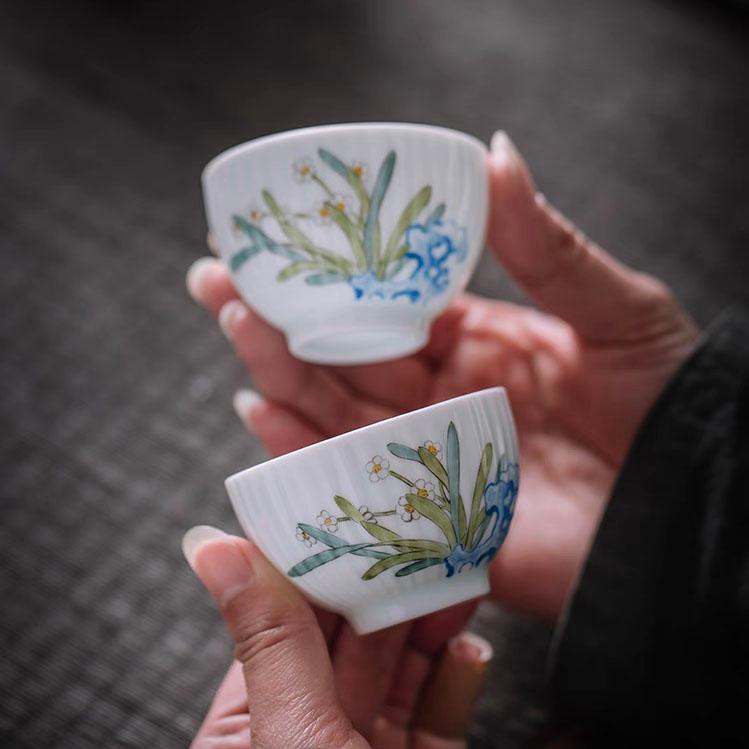 景徳鎮 高温焼成白磁 蓋碗 蓋付き三才碗 蓋碗+茶碗 3点セット 箱付き