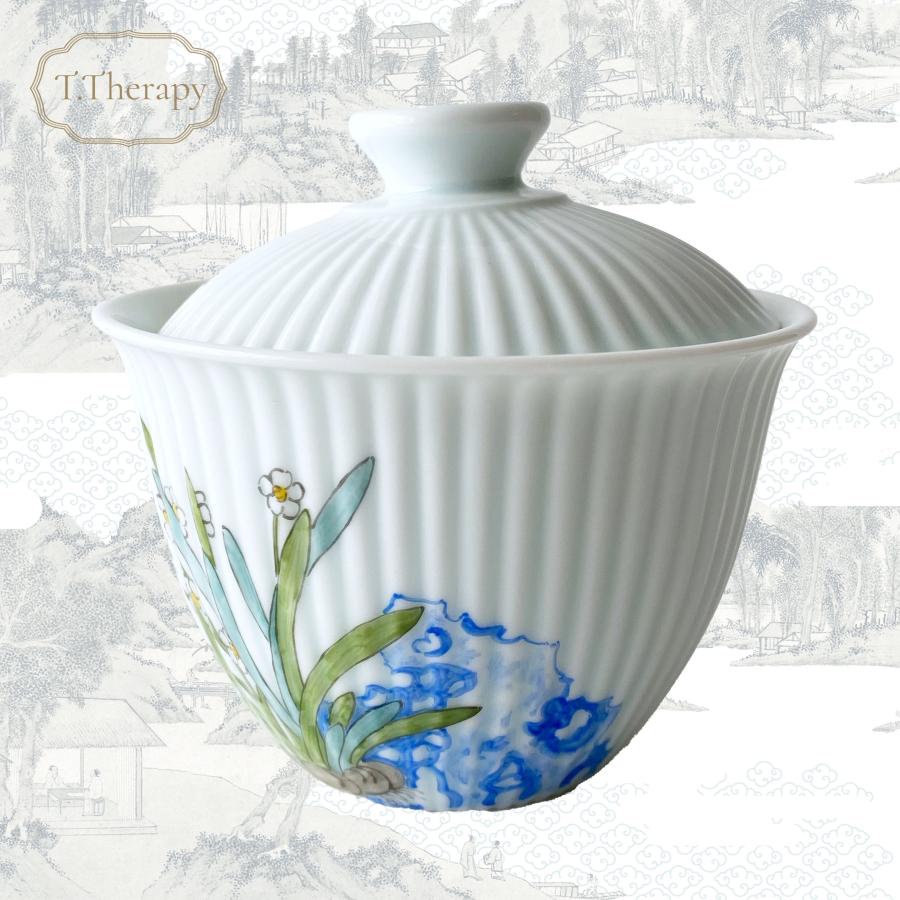 景徳鎮 高温焼成白磁 蓋碗 蓋付き三才碗 蓋碗+茶碗 3点セット 箱付き