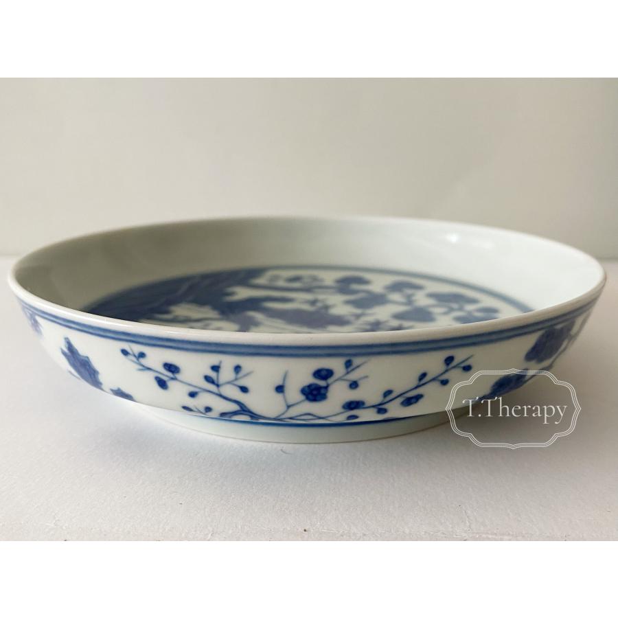 受注生産 景徳鎮 青花 倣明染め付け 白磁 白瓷 茶承 茶盤 お皿（明の染