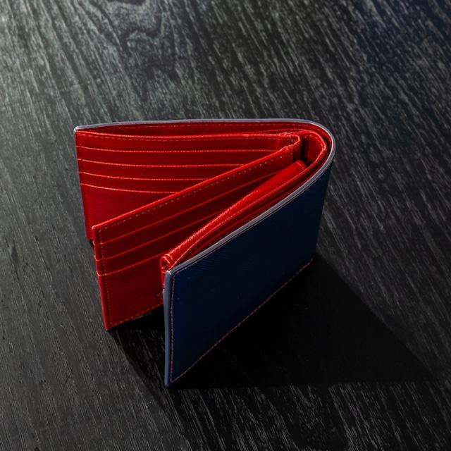 二つ折り財布(中ベラ付き) 本革 メンズ サフィアーノレザー 牛革