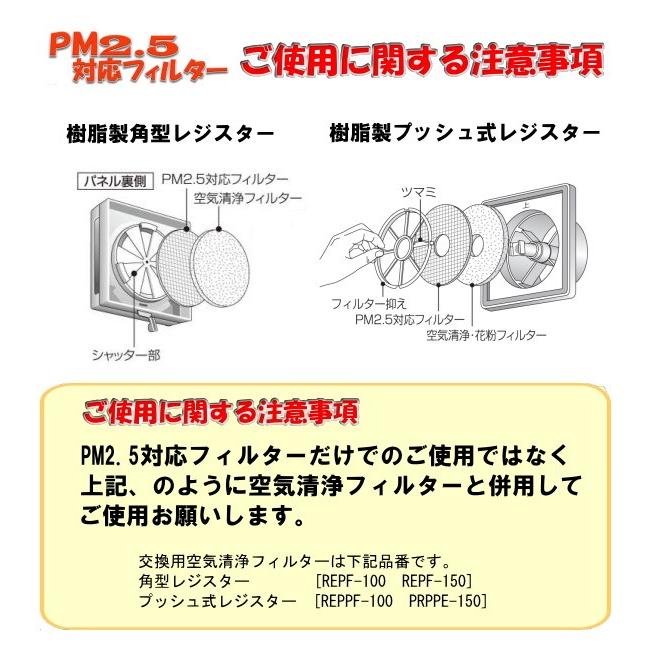バクマ工業 交換用PM2.5対応フィルター REPM-100。Ф100 樹脂製角型