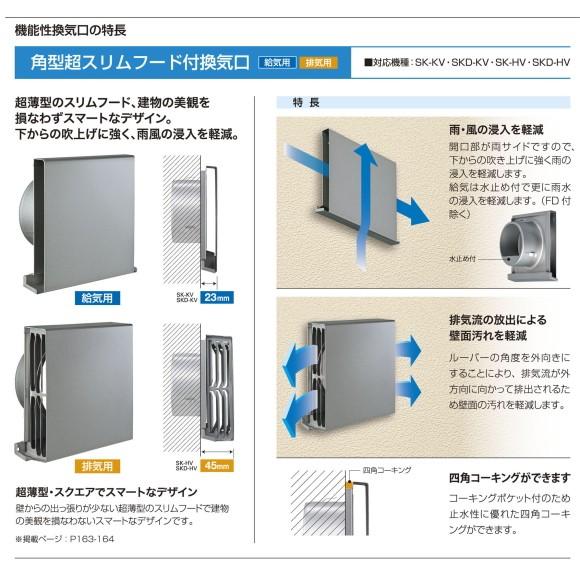 バクマ工業 SKD-100HV 角型超スリムフード付換気口ビス止め式 排気用 