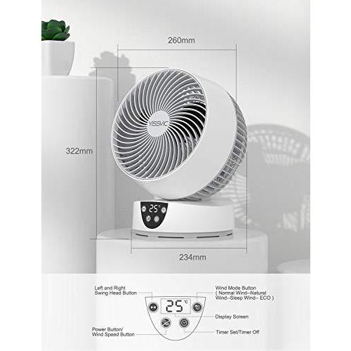 YISSVIC サーキュレーター 首振り 静音 パワフル送風 リモコン付き ディスプレイ表示 風量3段階調節 6畳 強力換気 省エネ 扇風機｜t-ys｜06