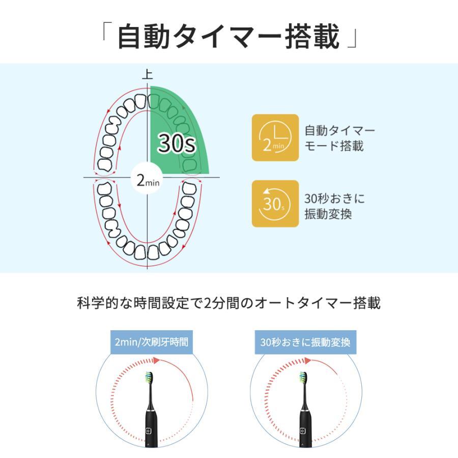 電動歯ブラシ 音波歯ブラシ 替えブラシ 2本付き 歯垢除去 歯石除去 充電式スタンド 5種類のモード 38000回転/分 IPX7防水 55dB 静音設計 タイマー機能 本体｜t-yusuke-store｜10