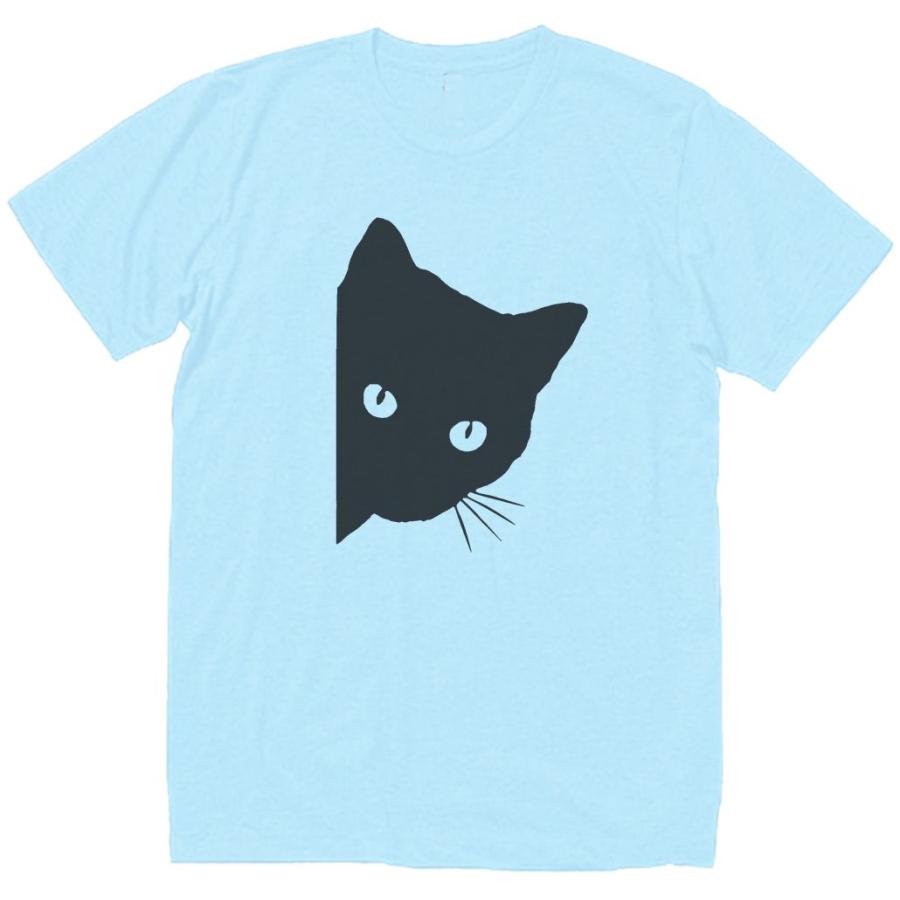 動物・生き物 Tシャツ 動物 生き物 覗き込む猫 水色 : Tシャツ専門店