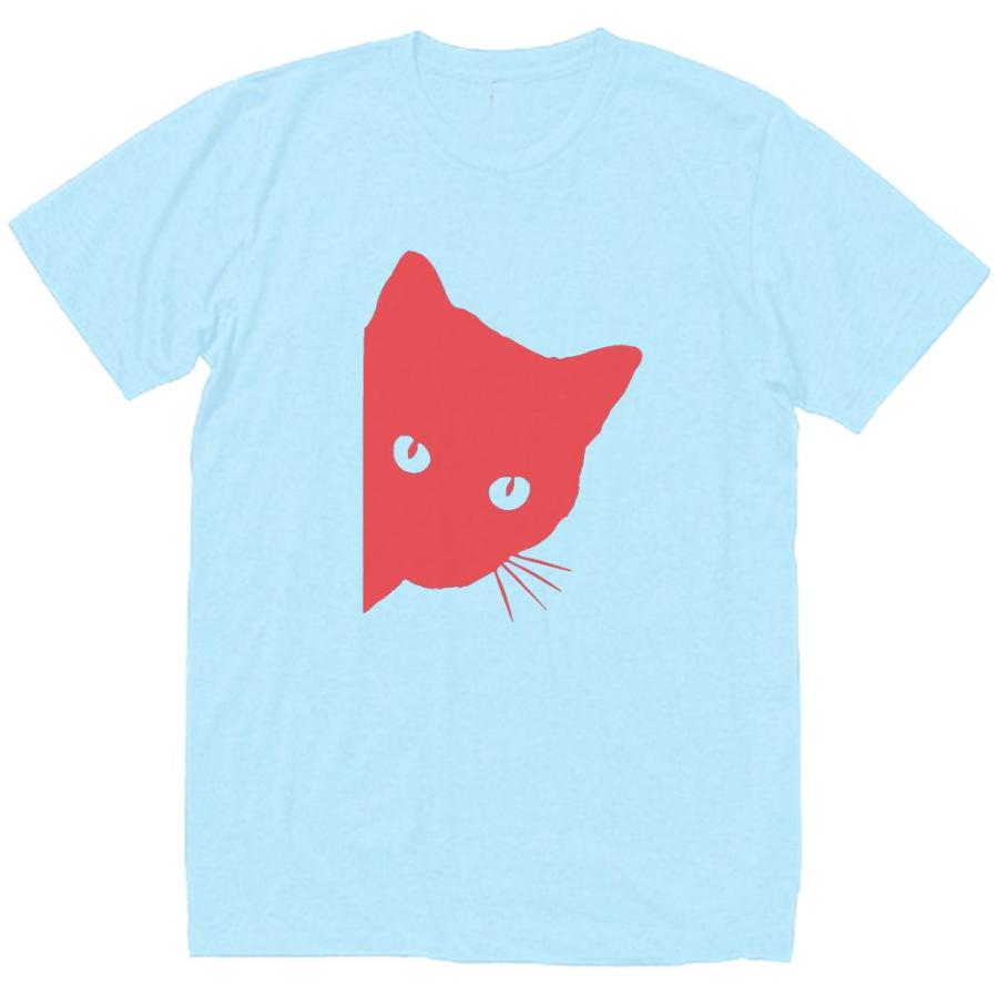 動物・生き物 Tシャツ 動物 生き物 覗き込む猫 水色 : Tシャツ専門店