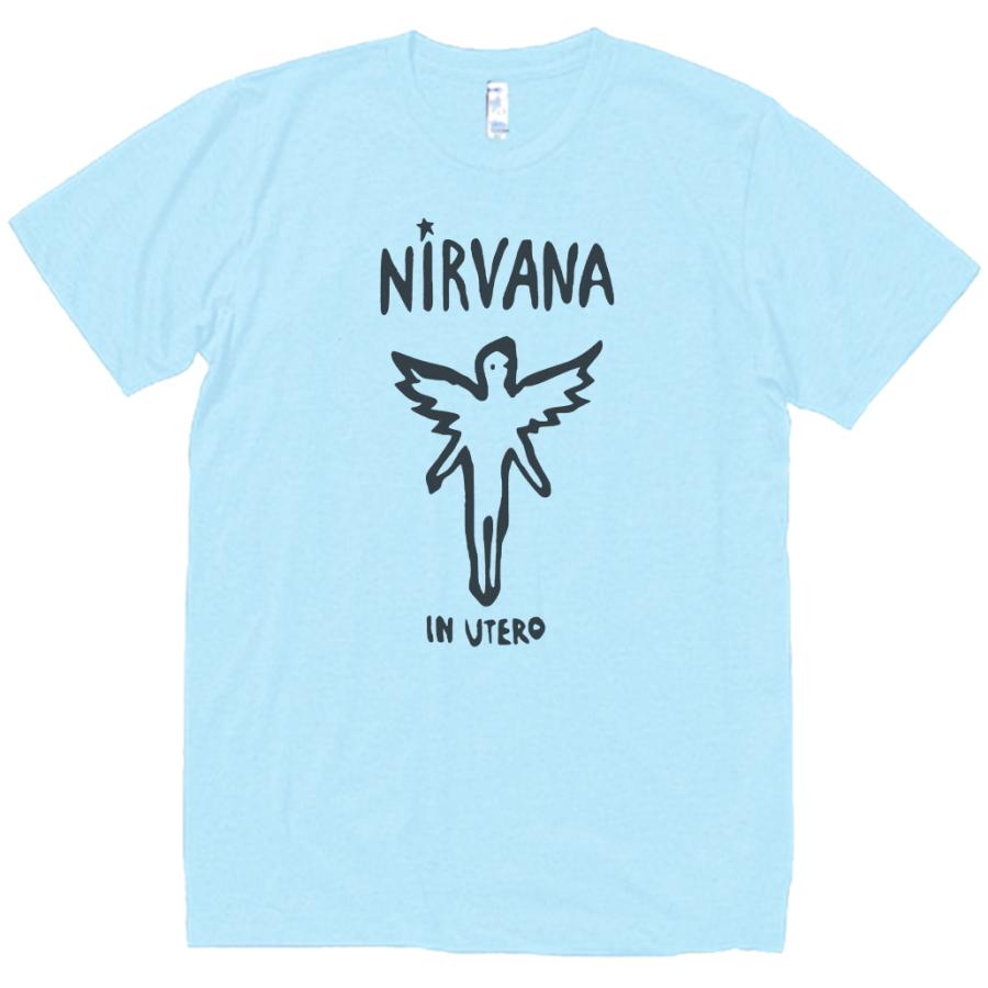NIRVANA ニルヴァーナ バンド ロック Tシャツ 水色 : Tシャツ NIRVANA ニルヴァーナ バンド ロック Tシャツ 水色 : Tシャツ