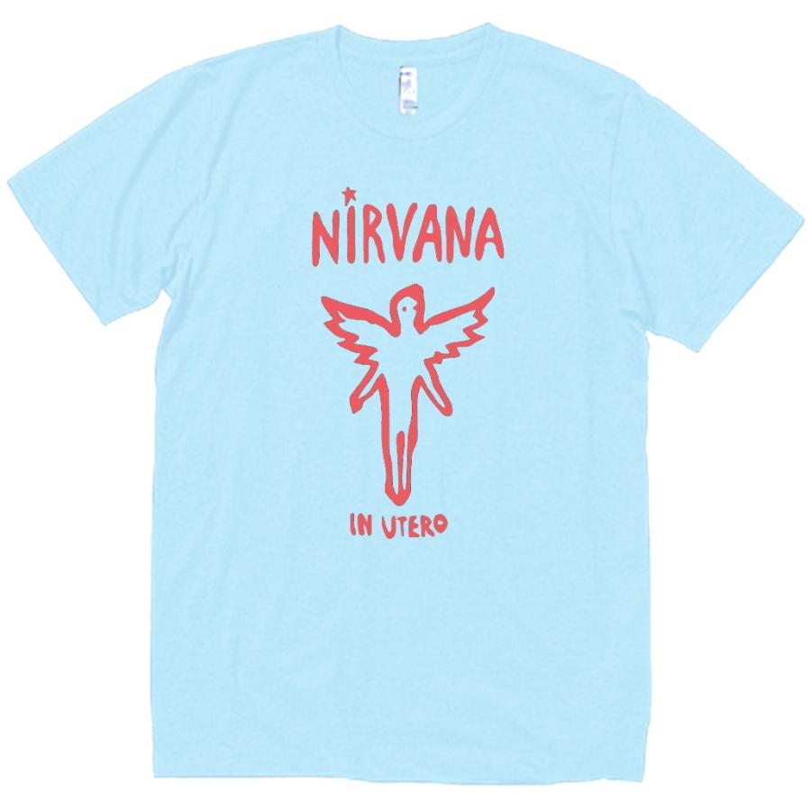 NIRVANA ニルヴァーナ バンド ロック Tシャツ 水色 : Tシャツ NIRVANA ニルヴァーナ バンド ロック Tシャツ 水色 : Tシャツ