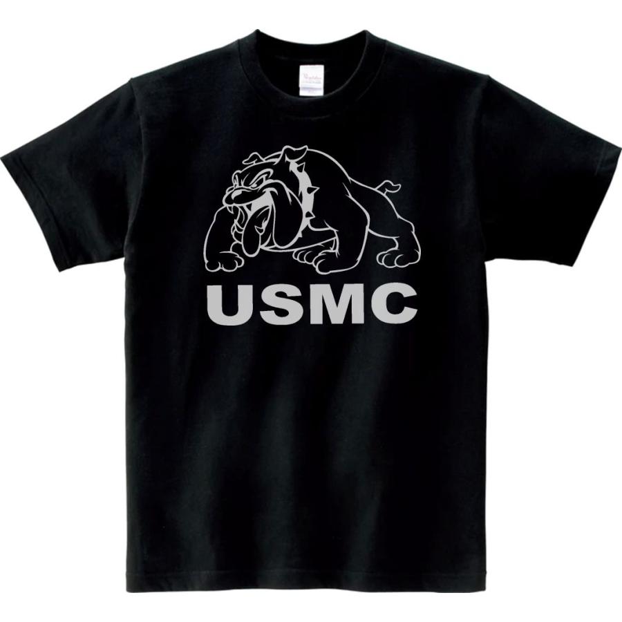 デザイン USMC ブルドッグ アーミーTシャツ ブラック : Tシャツ
