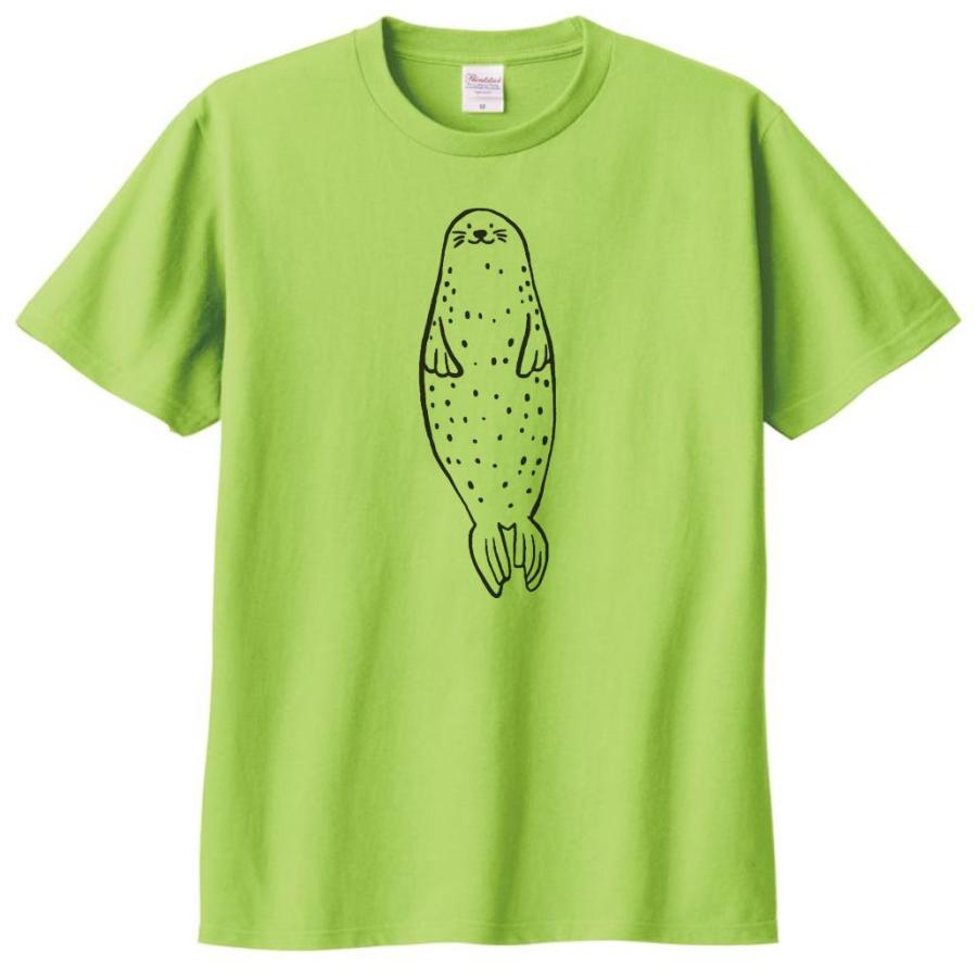 動物・生き物 Tシャツ 動物 生き物 アザラシ ライトグリーン : Tシャツ
