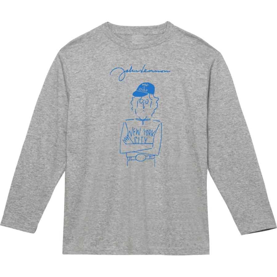 音楽 バンド ジョンレノン 長袖 ロングスリーブ Tシャツ グレー : T