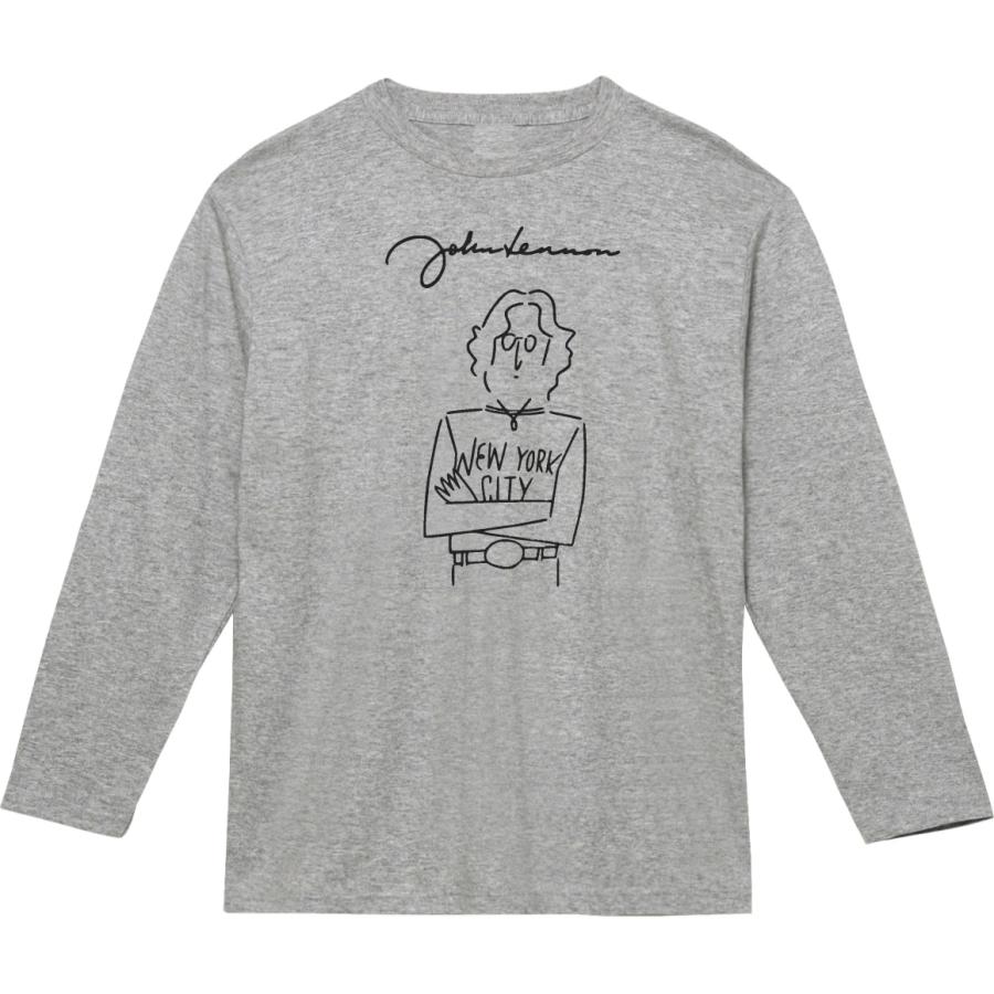 音楽 バンド ジョンレノン 長袖 ロングスリーブ Tシャツ グレー : T