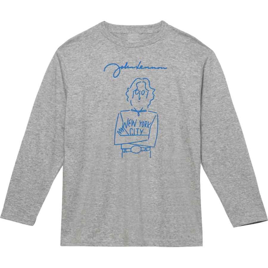 音楽 バンド ジョンレノン 長袖 ロングスリーブ Tシャツ グレー : T