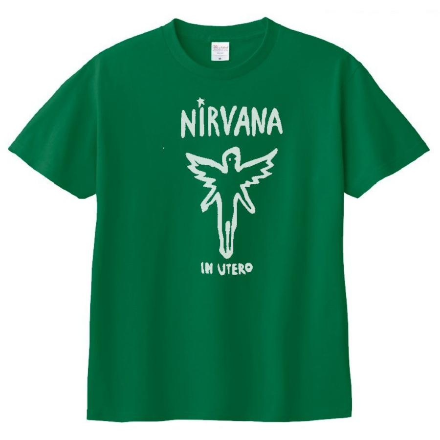 NIRVANA ニルヴァーナ バンド ロック Tシャツ グリーン : T NIRVANA ニルヴァーナ バンド ロック Tシャツ グリーン : T