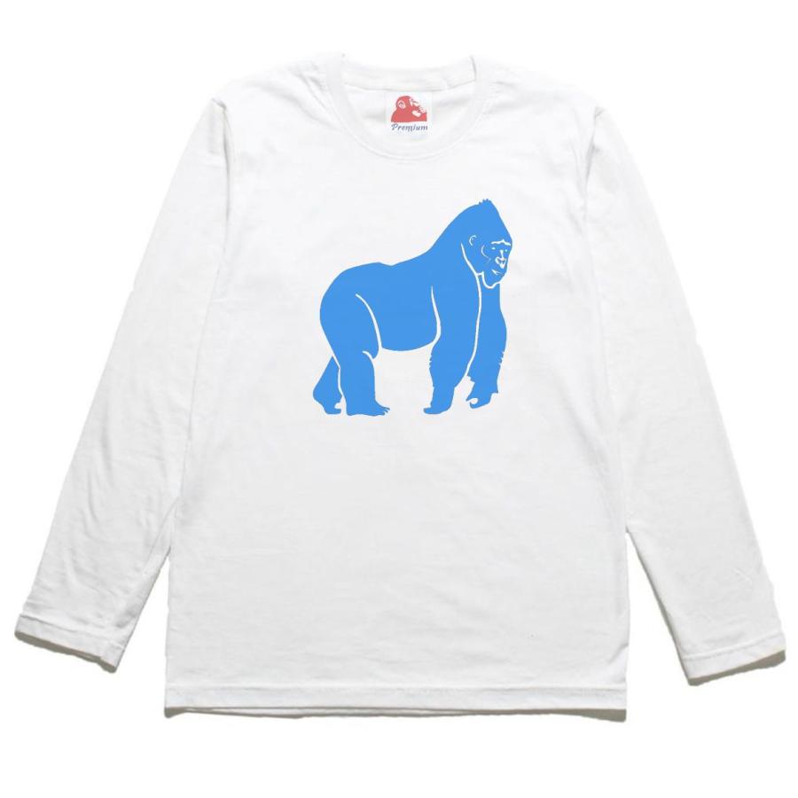 動物 生き物 ゴリラ 長袖 ロングスリーブ Tシャツ 白 : Tシャツ専門店