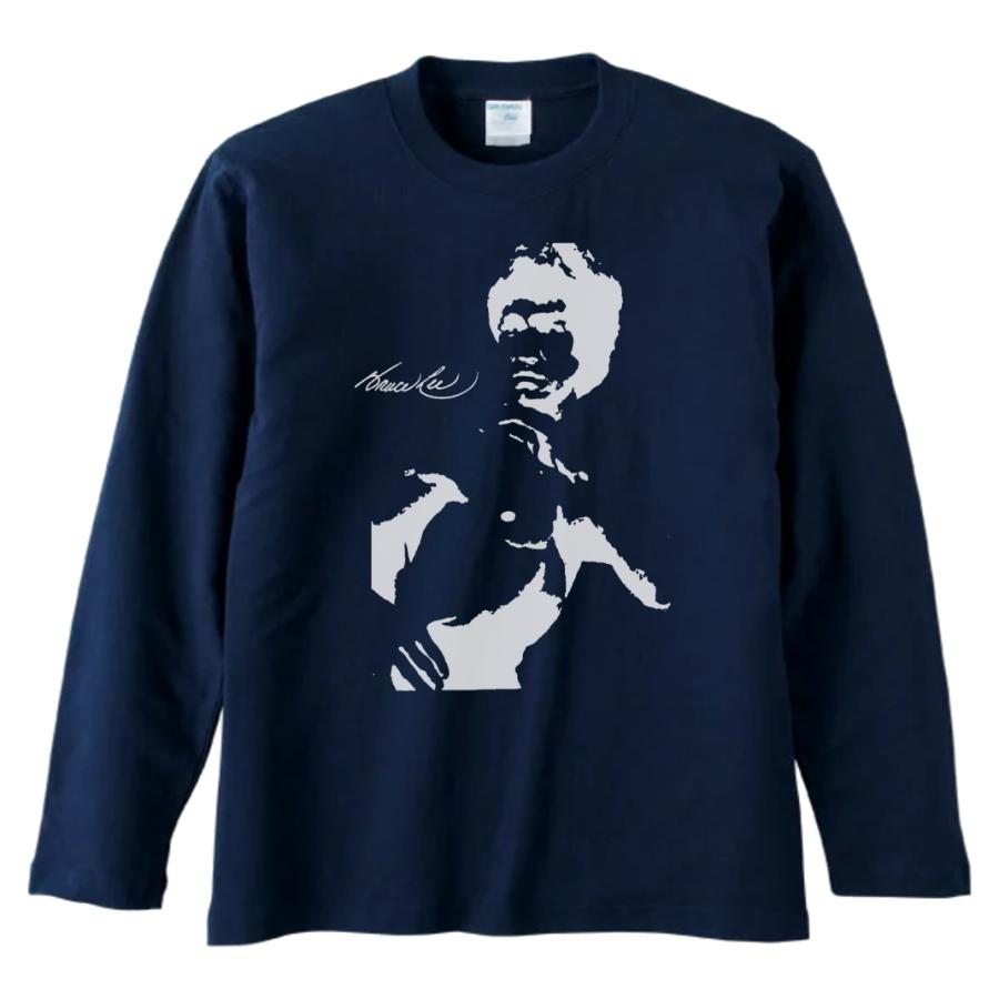 音楽 バンド ブルースリー 長袖 ロングスリーブ Tシャツ ネイビー : T 