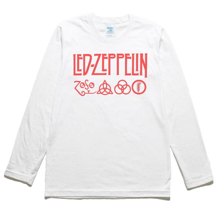 Led Zeppelin レッドツェッペリン 白 Tシャツ・カットソー L 音楽 バンド LED-ZEPPELIN 長袖 ロングスリーブ Tシャツ 白 : Tシャツ