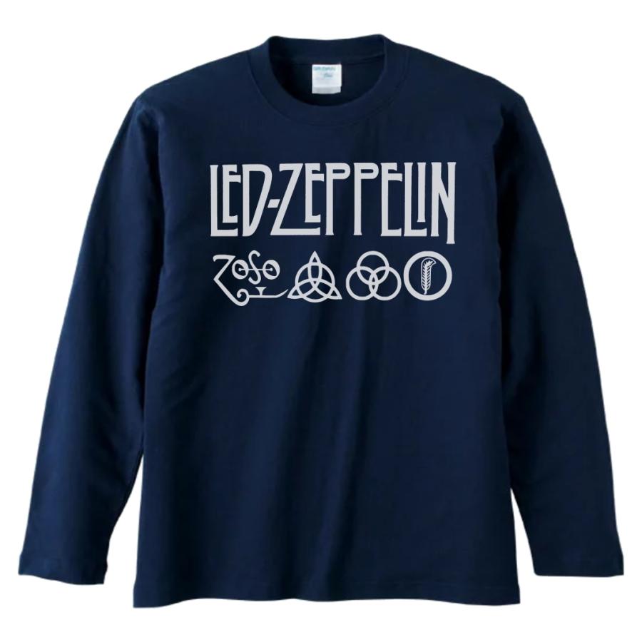 音楽 バンド LED-ZEPPELIN 長袖 ロングスリーブ Tシャツ ネイビー : T