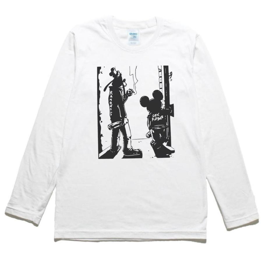 音楽 バンド RAMONES & SEX PISTOLS 長袖 ロングスリーブ Tシャツ 白